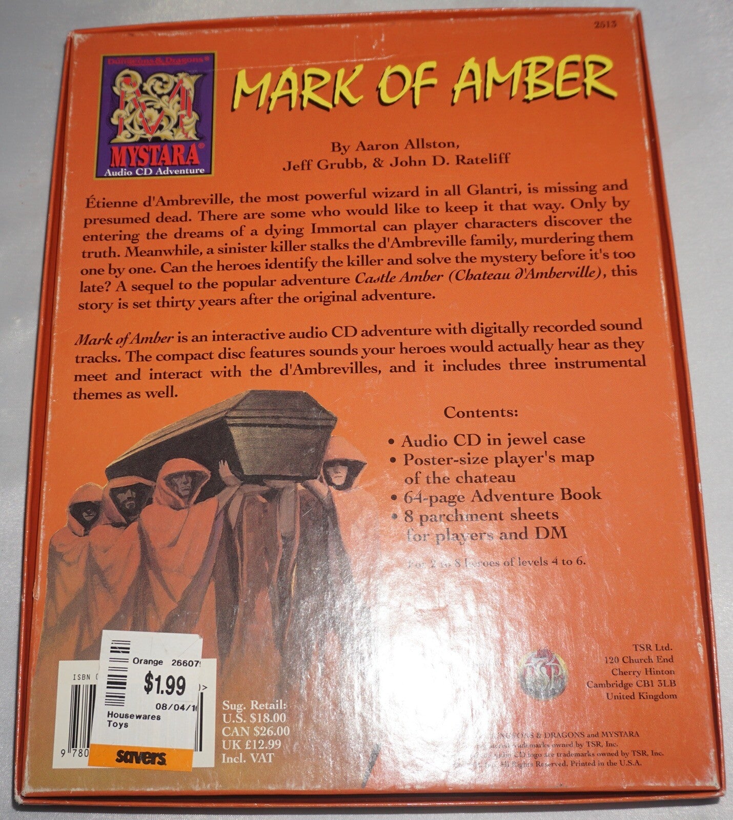 Advanced Dungeons & Dragons Mark of Amber (Interactive Audio CD) Complete CIB