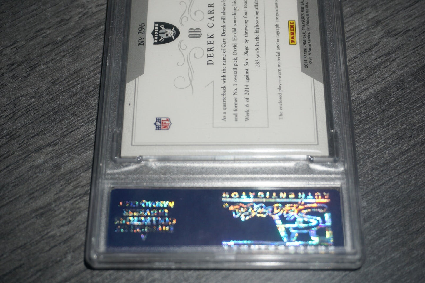 2014 Panini National Treasures Derek Carr Century RPA Autographed PSA 10 /99