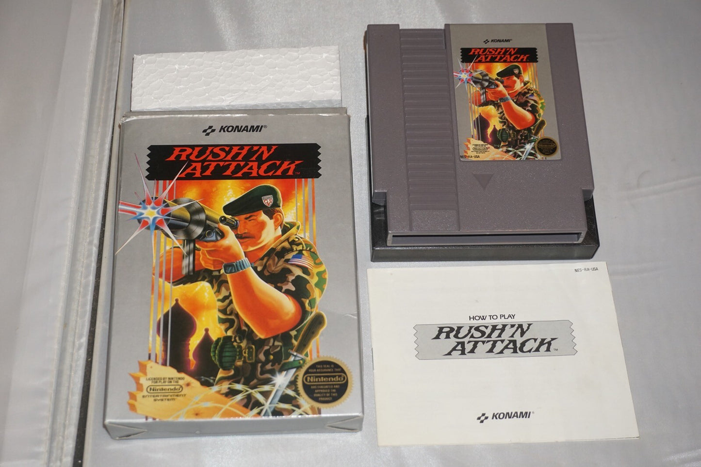 Rush N Attack HANGTAB (Nintendo NES) Complete in Box CIB #2