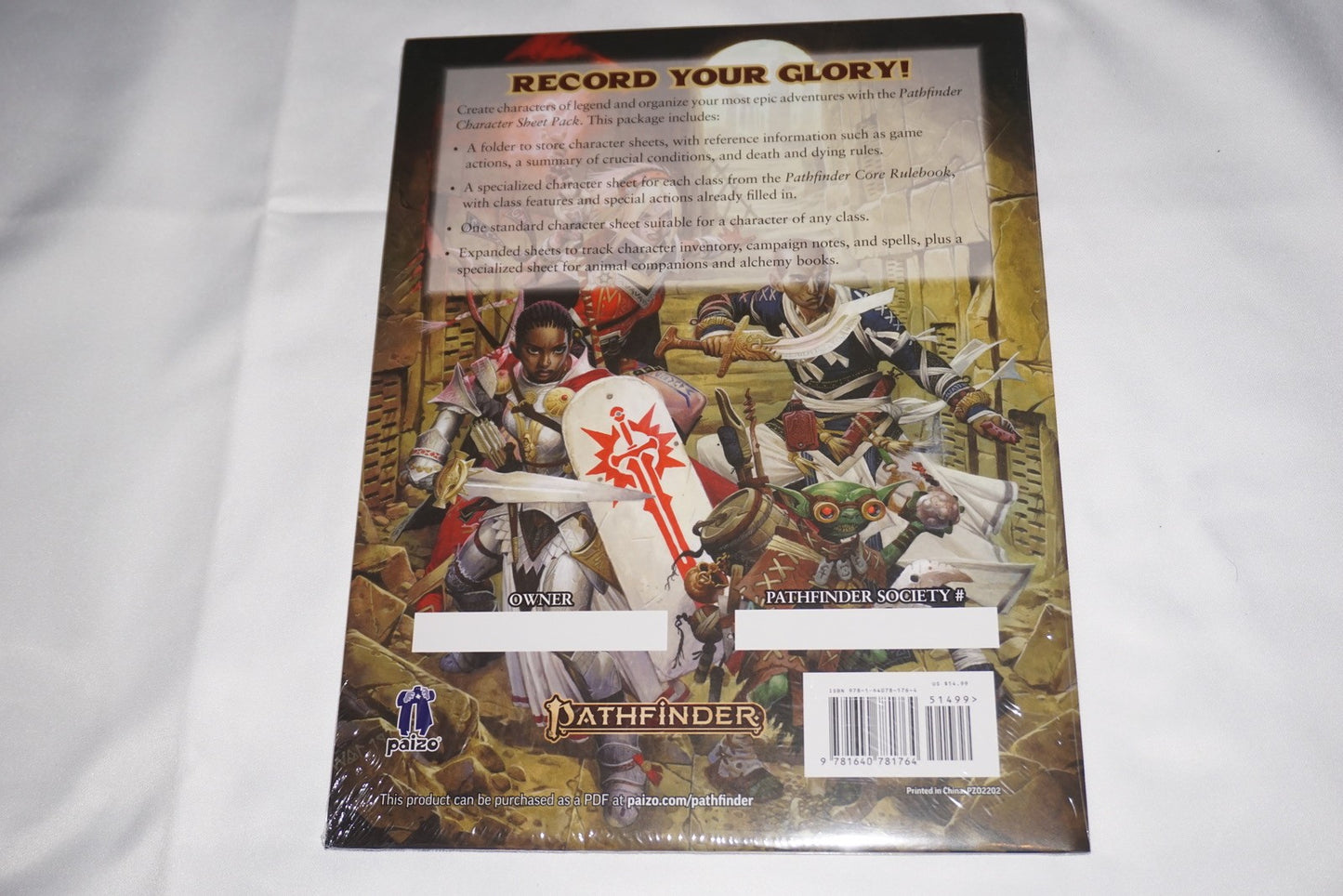 Pathfinder RPG: Character Sheet Pack (Second Edition) PZ02202 NEW Sealed