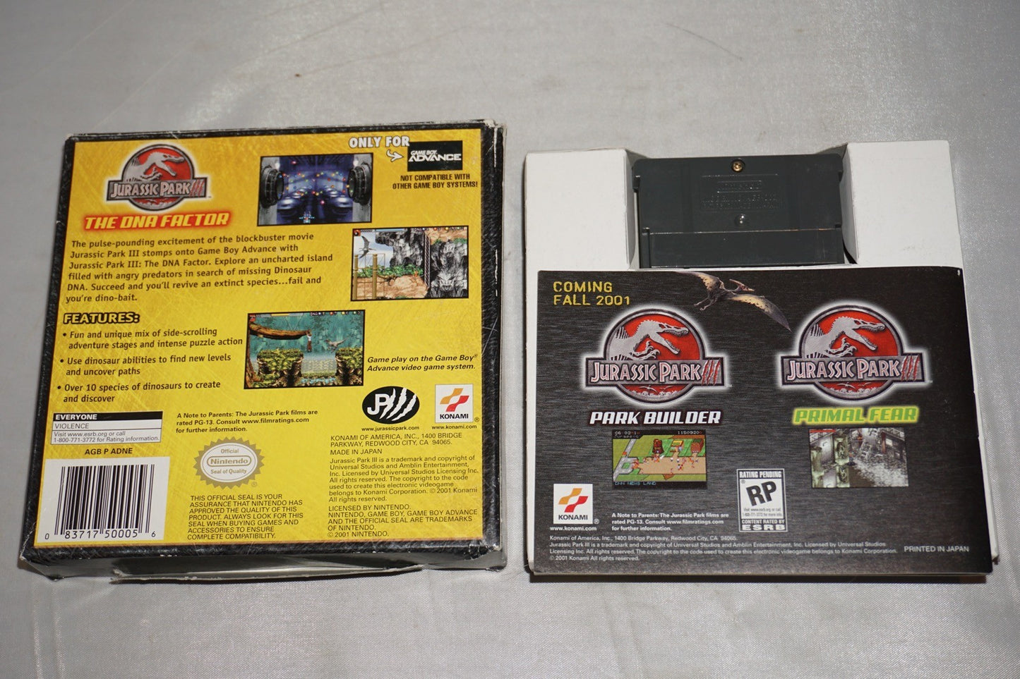 Jurassic Park III 3 DNA Factor (Gameboy Advance GBA Boy) Complete CIB Authentic