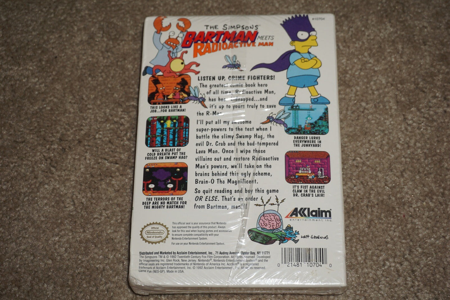 Simpsons Bartman Meets Radioactive Man (Nintendo NES) NEW Factory Sealed