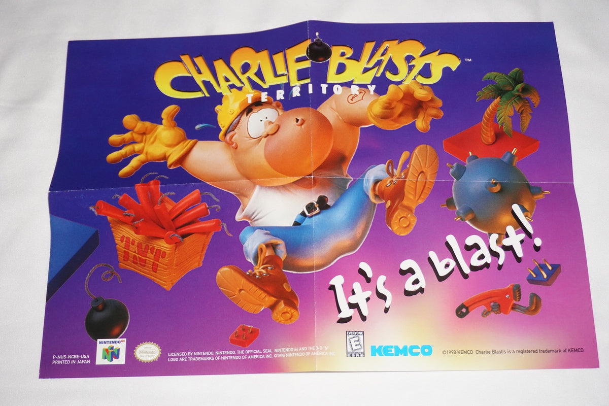 Charlie Blasts Territory (Nintendo 64 N64) Complete in Box w/ Reg Poster CIB