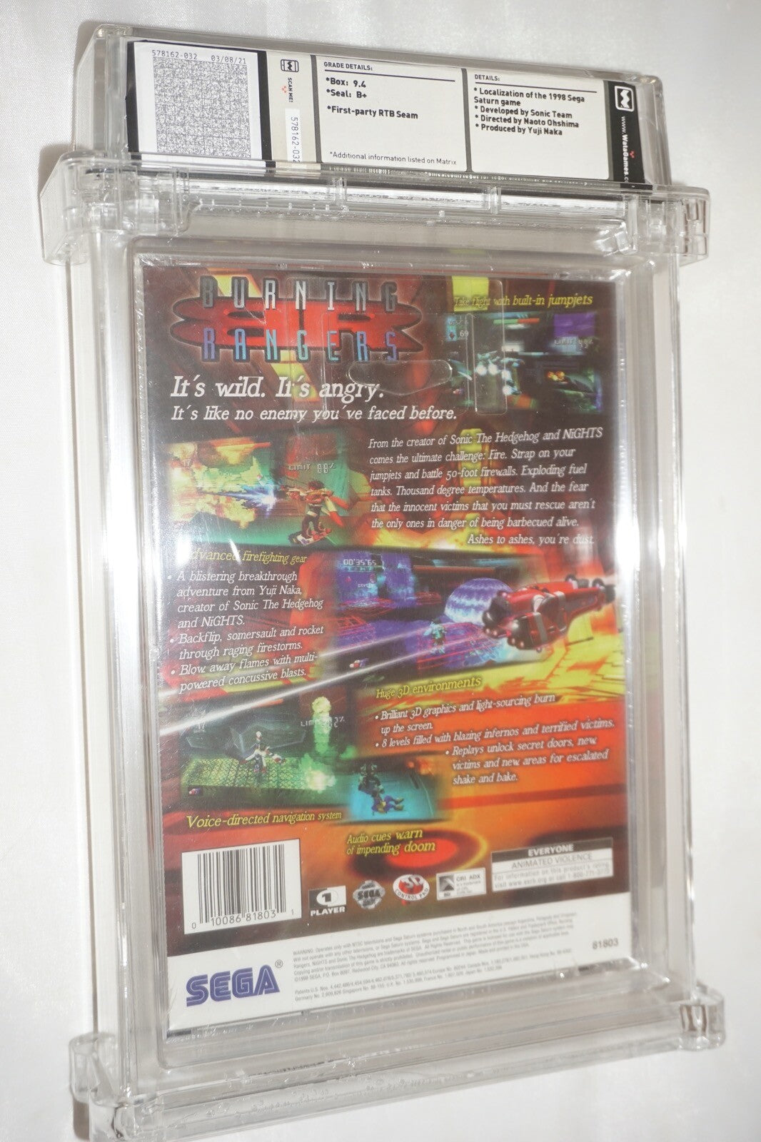 Burning Rangers (Sega Saturn) NEW Sealed WATA 9.4 B+