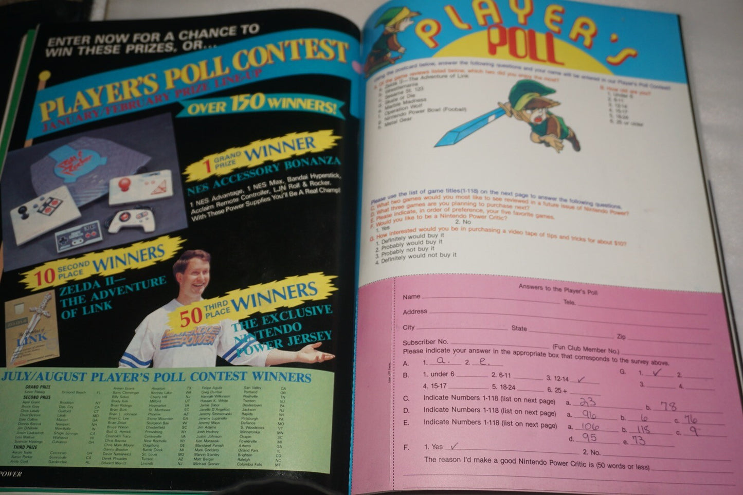 January/February 1989 Zelda II Nintendo Power Magazine #1 Poster