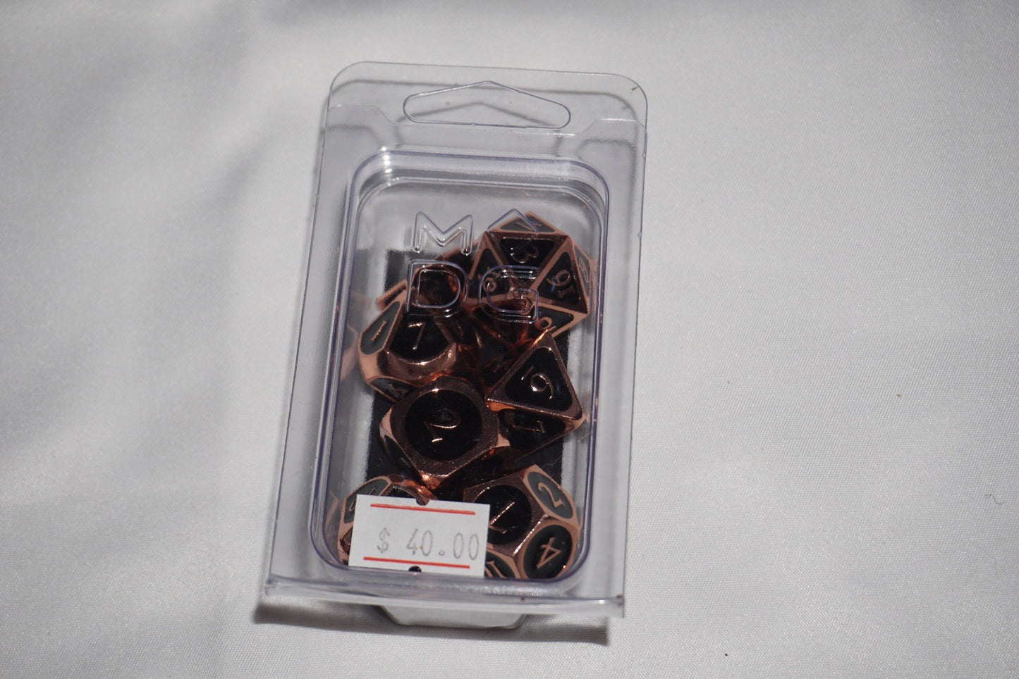 Mdg 16mm Metal Poly Set Copper W/ Black Enamel 018 Dice Set Lot NEW