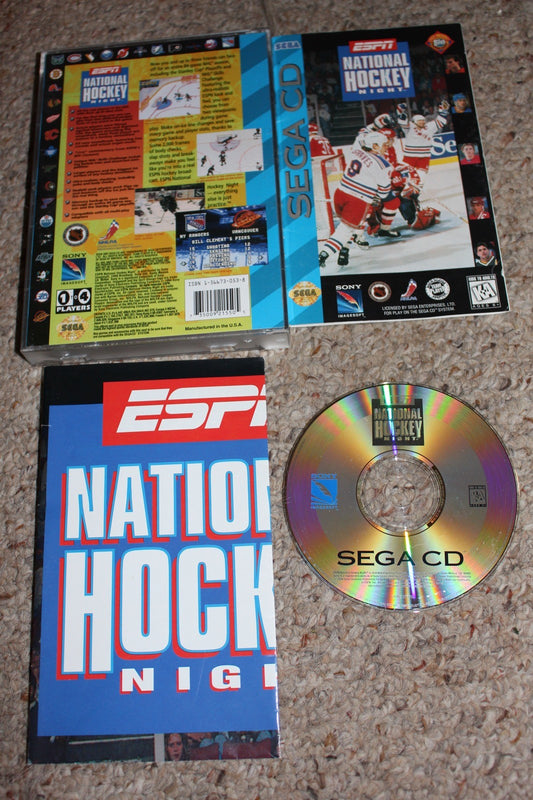 ESPN National Hockey Night (Sega CD) Complete in Case w/ Poster