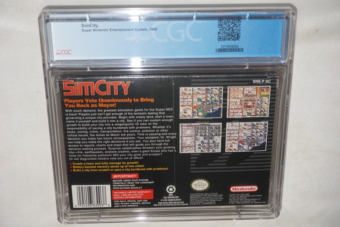 SimCity (Super Nintendo SNES) CGC 9.4 A+ NEW Sealed