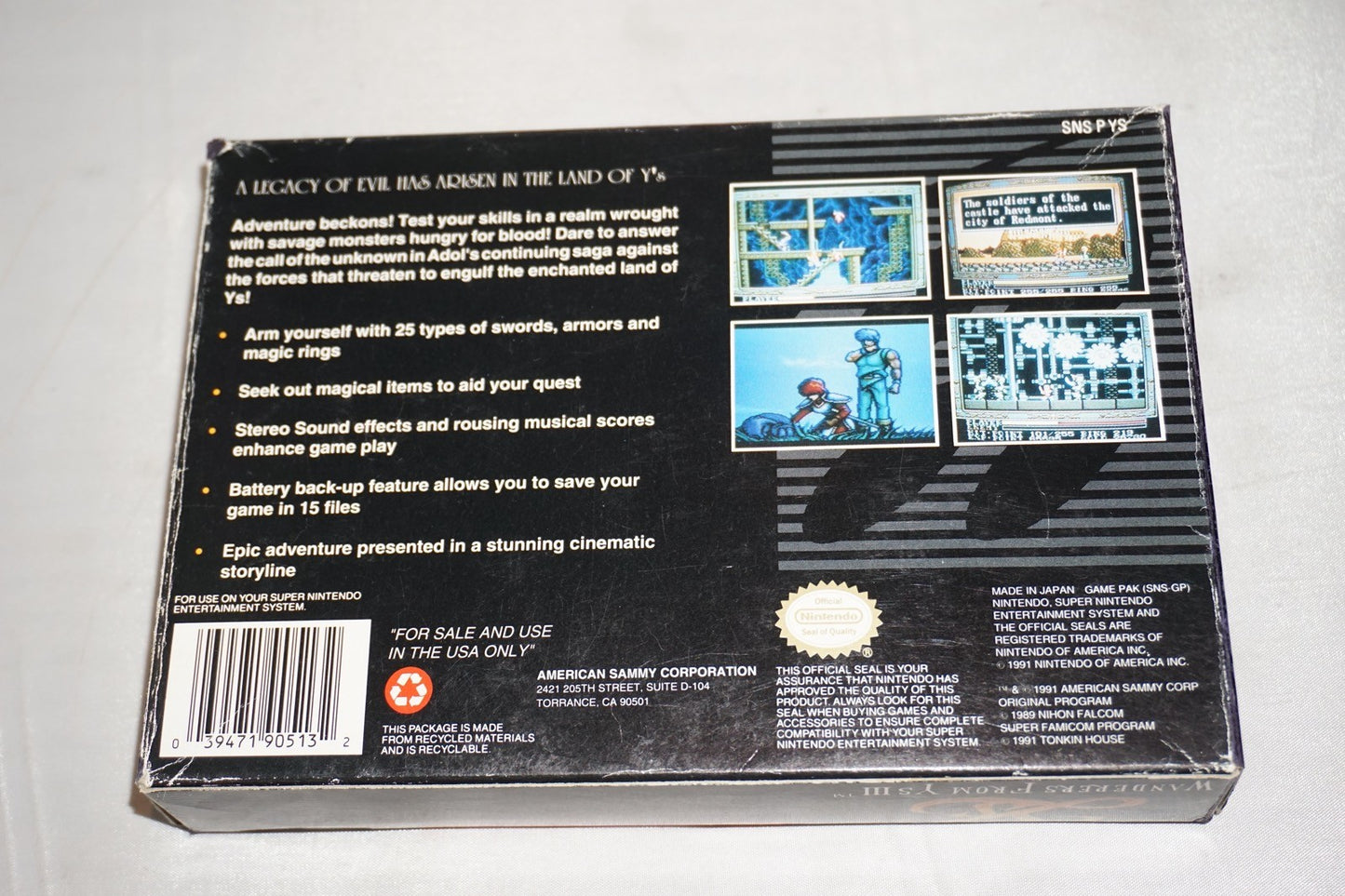 Ys III: Wanderers From Y's (Super Nintendo SNES) Complete in Box CIB