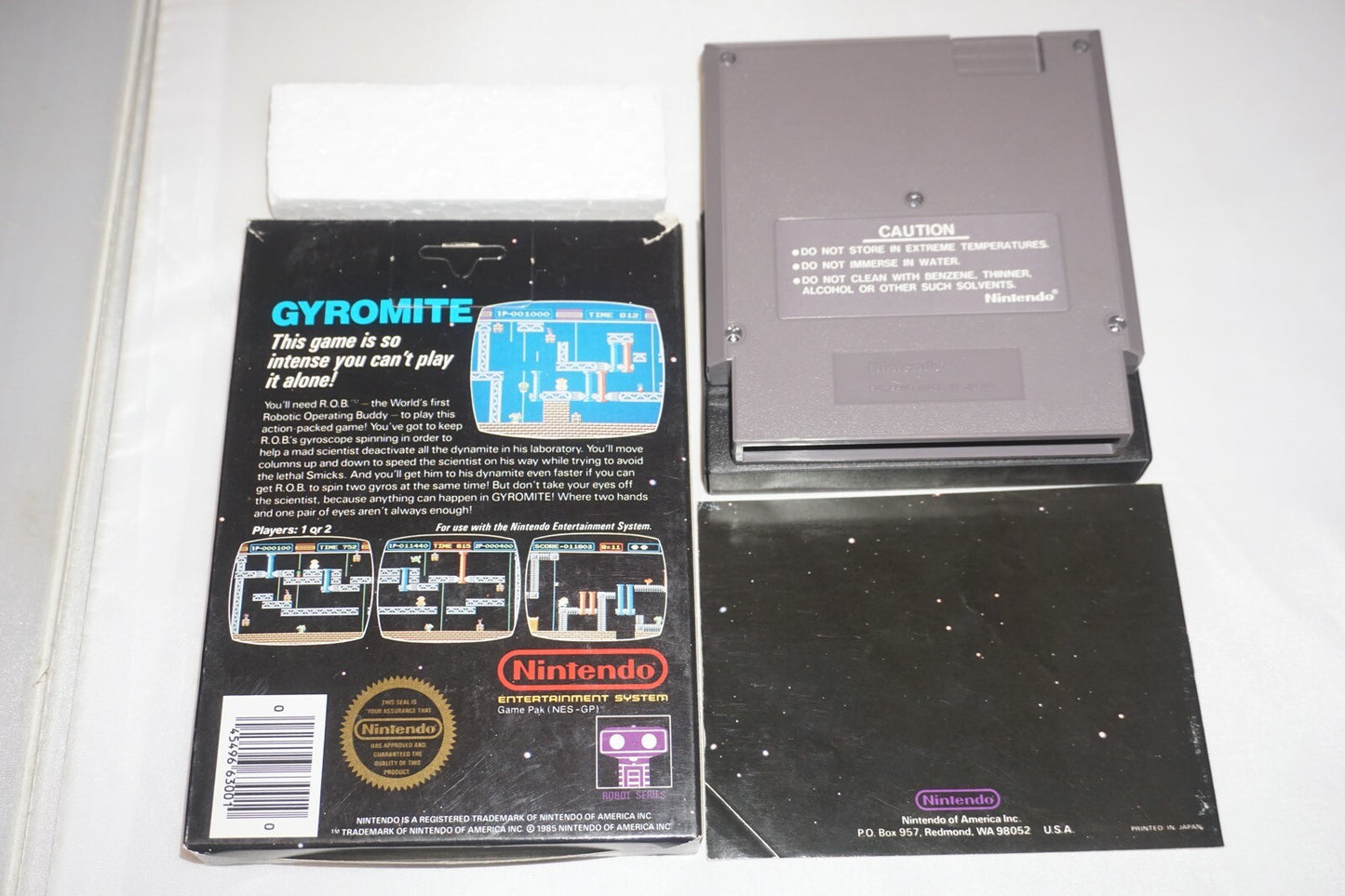 Gyromite Hangtab No Code (Nintendo NES) Complete in Box CIB #1