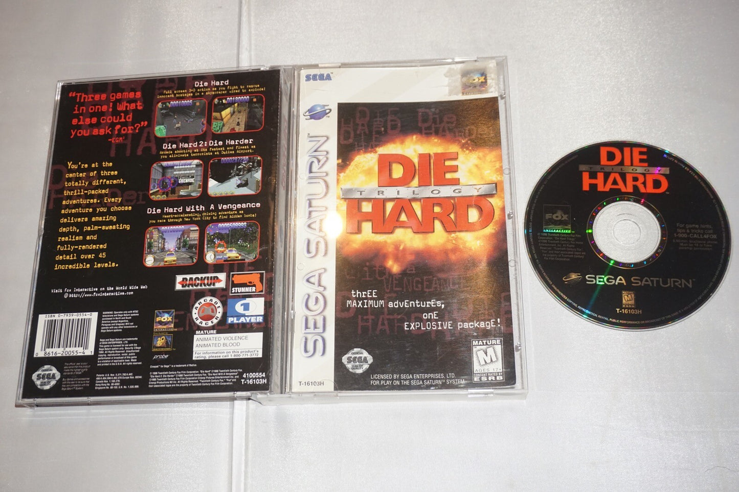 Die Hard Trilogy (Sega Saturn) Complete w/ Reg Card