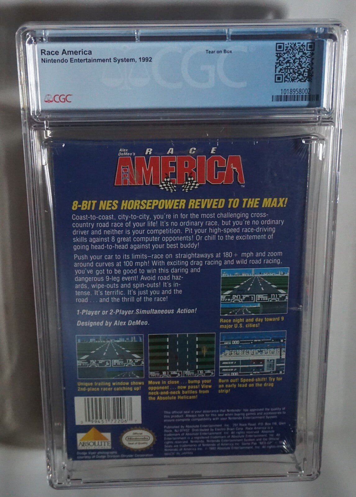 Race America (Nintendo NES) CGC 6.5 B+ NEW Sealed