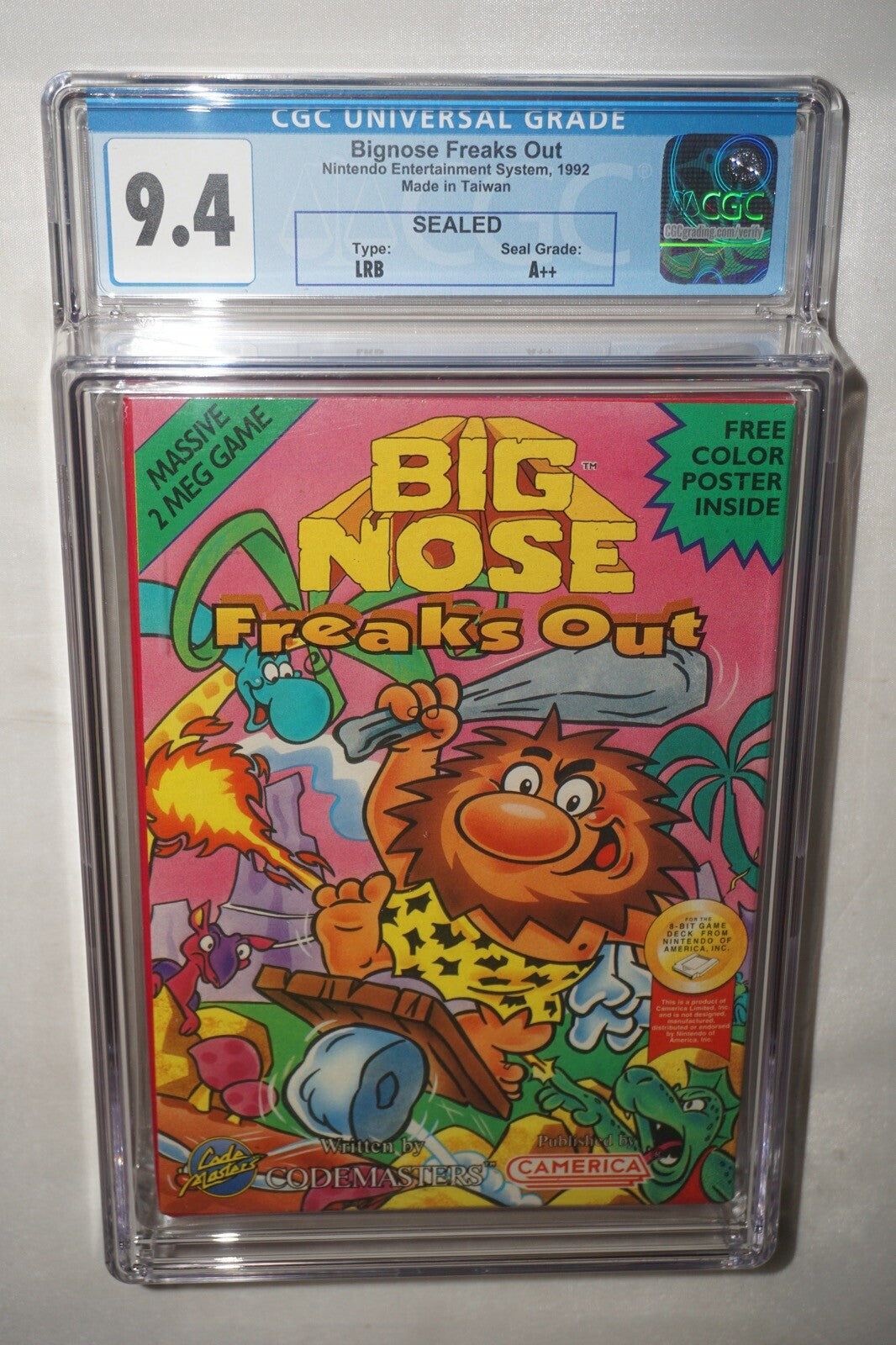 Big Nose Freaks Out (Nintendo NES) CGC 9.4 A++ NEW Sealed
