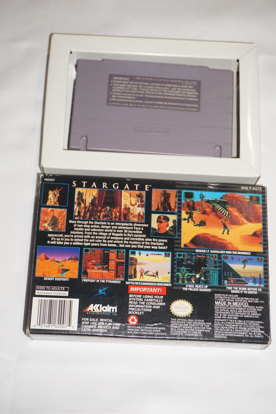 Stargate (Super Nintendo SNES) with Box No Manual