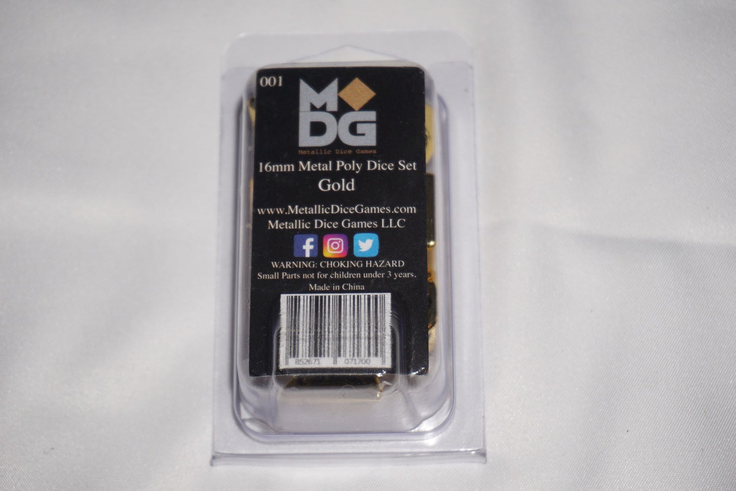 Mdg 16mm Metal Poly Set Gold 001 Dice Set Lot NEW
