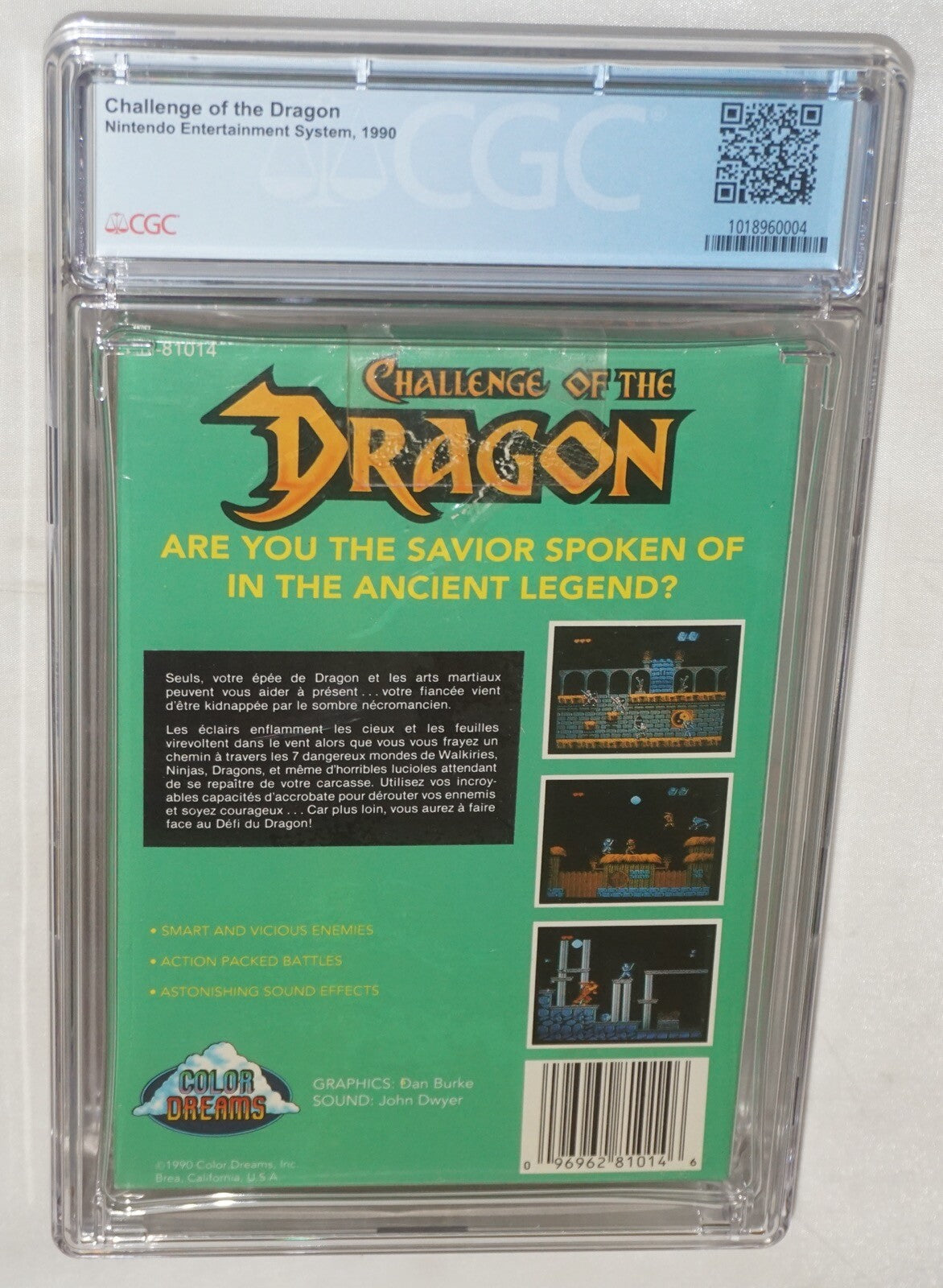 Challenge of the Dragon (Nintendo NES) CGC 9.4 A++ NEW Sealed