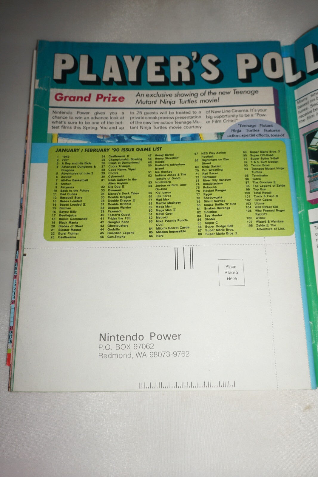 January/February 1990 Batman Nintendo Power Magazine #2 Poster