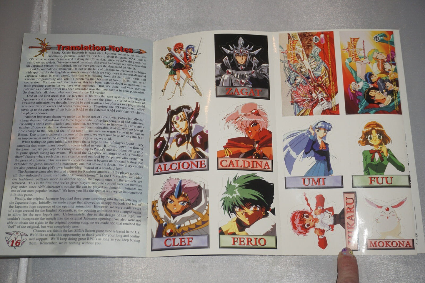 Magic Knight Rayearth (Sega Saturn) Complete w/ Reg Card & Stickers Fuu Disk