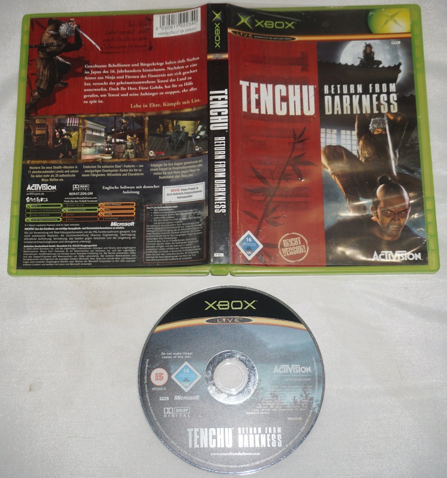 Tenchu Return From Darkness (Microsoft Xbox) w/ Case PAL UK Import