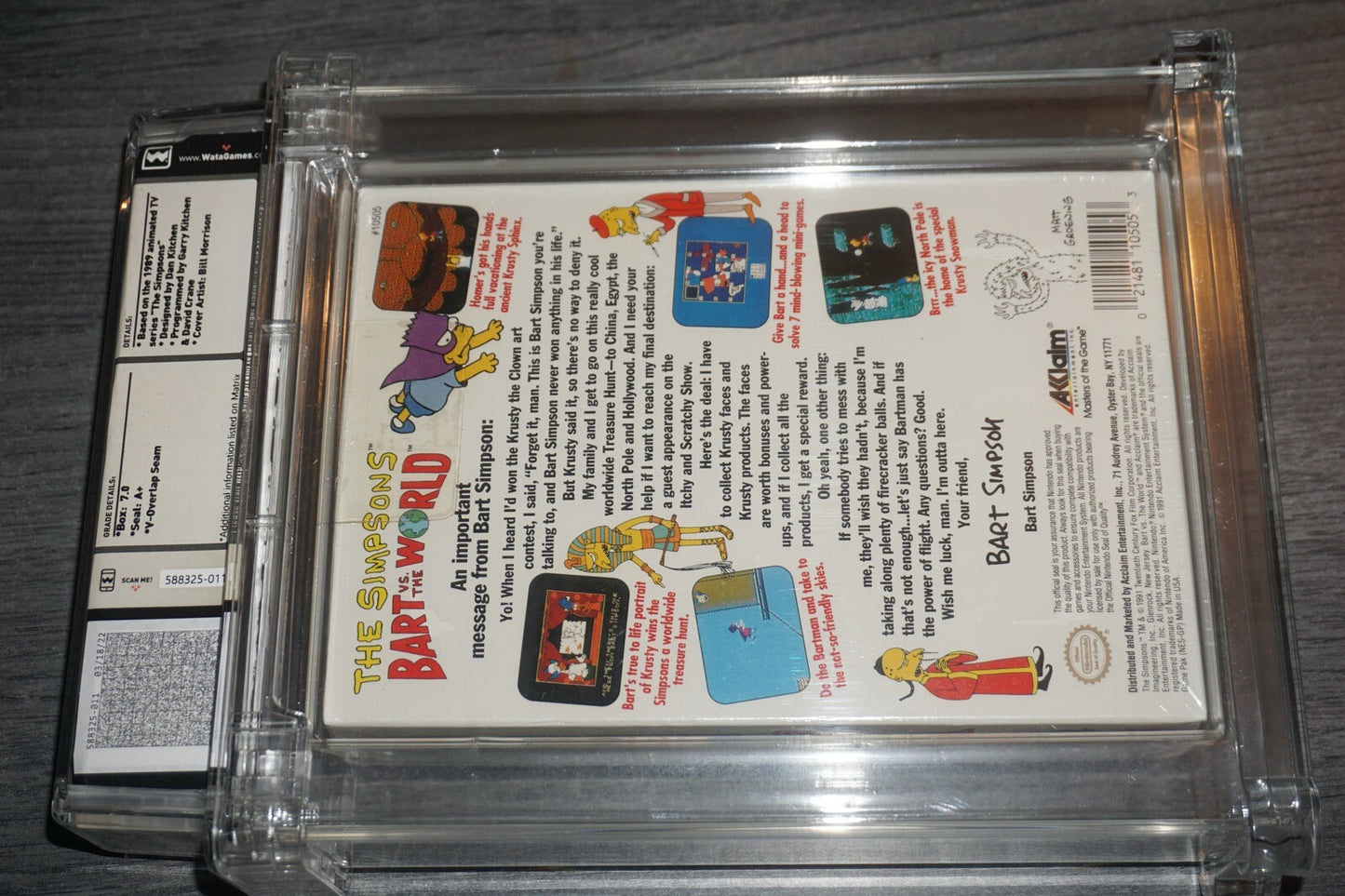 Simpsons Bart Vs The World (Nintendo NES) Wata 7.0 A+ NEW Factory Sealed