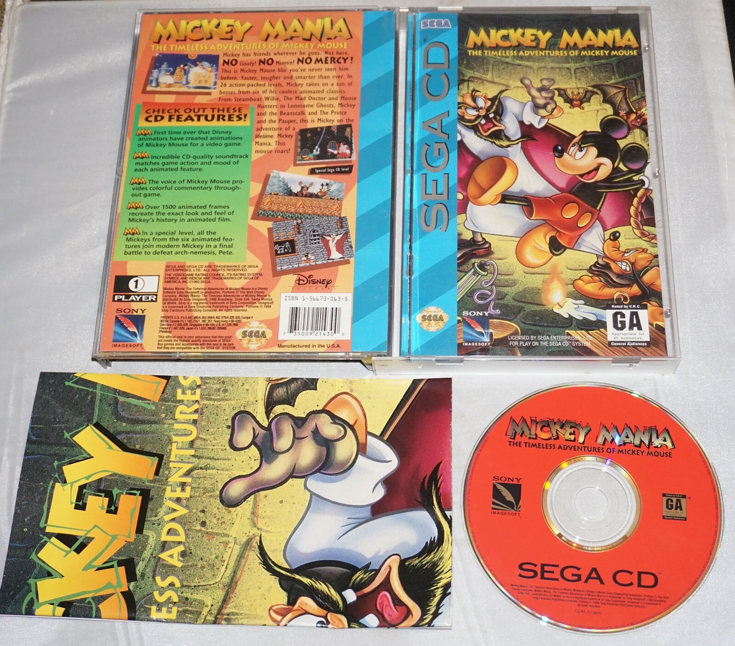 Mickey Mania (Sega CD) Complete w/ Poster