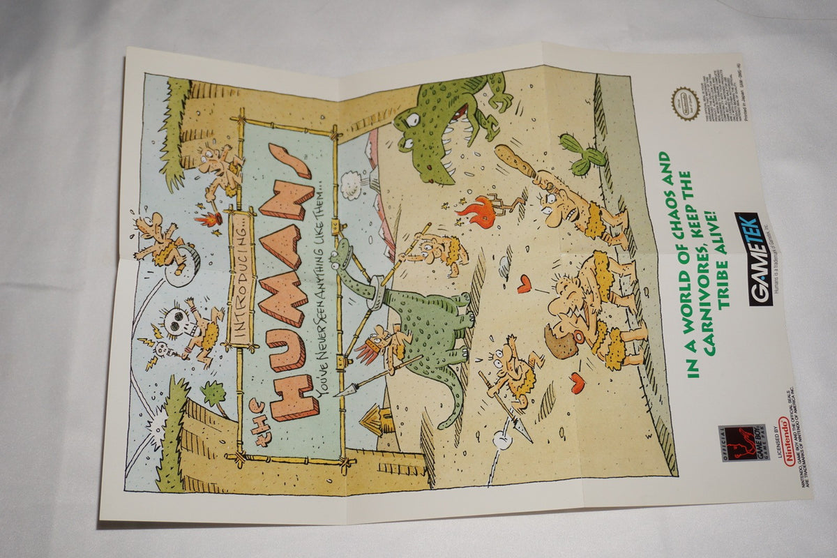 Humans (Nintendo Game Boy) Complete in Box w/ Poster CIB