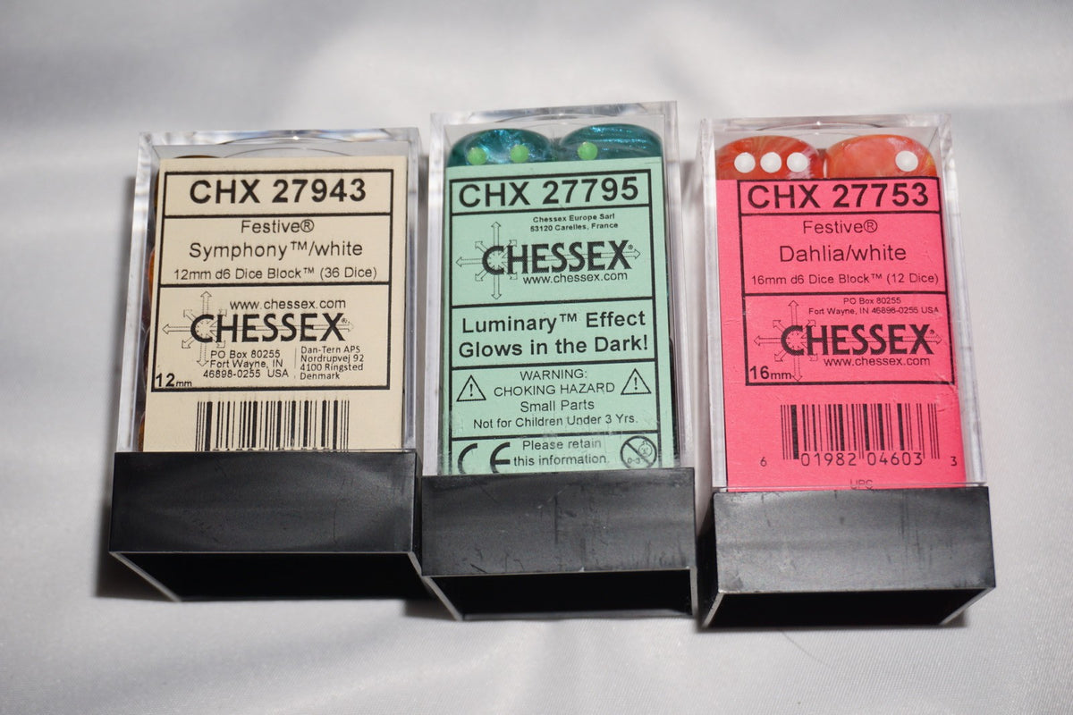 Chessex 27943 27795 27753 12mm d6 CHX Dice Set Lot NEW Sealed