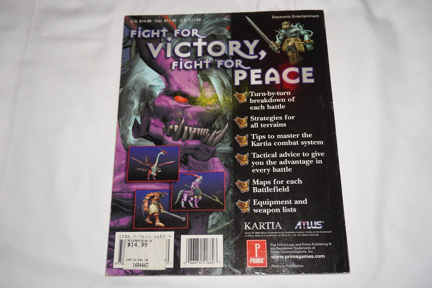 Kartia Official Prima Strategy Guide Playstation ps1