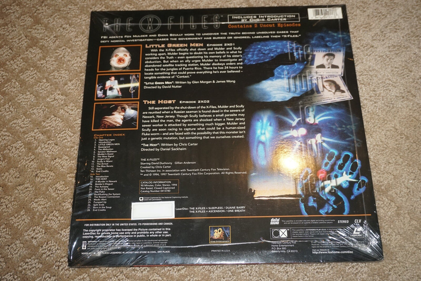 X Files Laserdisc Eps 2X01 Little Green Men & 2X02 Host NEW Sealed