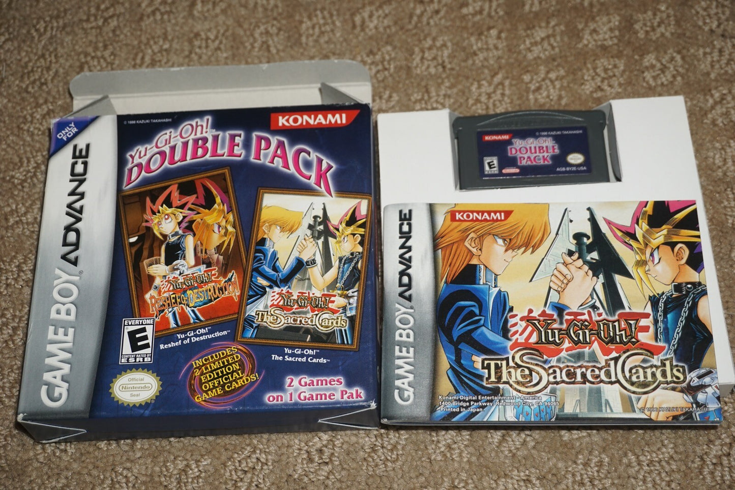 Yu Gi Oh Double Pack Reshef Sacred Nintendo Gameboy Advance GBA Complete CIB