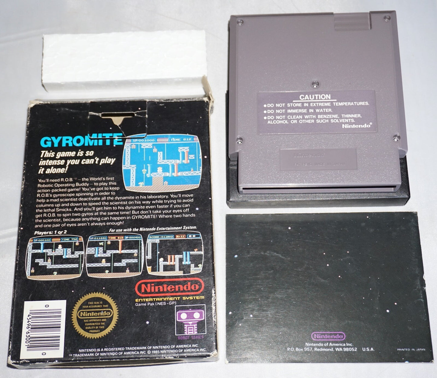 Gyromite Hangtab No Code (Nintendo NES) Complete in Box CIB #2
