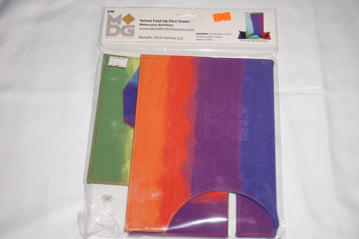 Mdg Velvet Fold Up Dice Tower Watercolor Rainbow