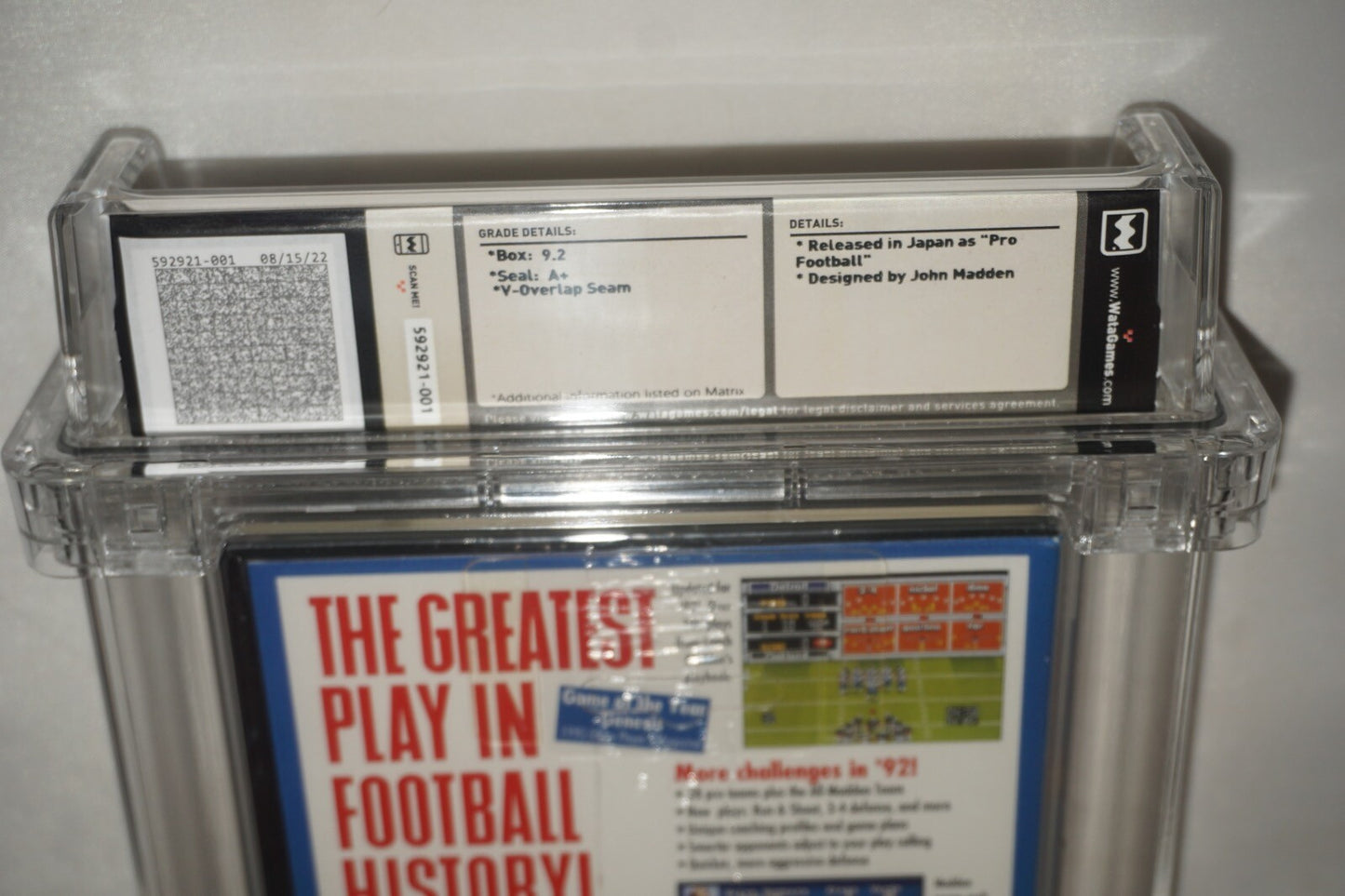 John Madden Football 92 (Sega Genesis) NEW Sealed WATA 9.2 A+