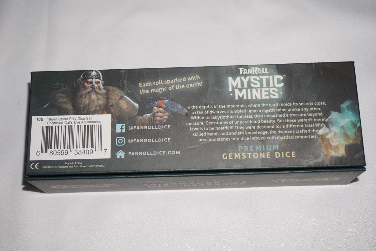 Fanroll Mystic Mines Engraved Cat's Eye Aquamarine D&D NEW Sealed