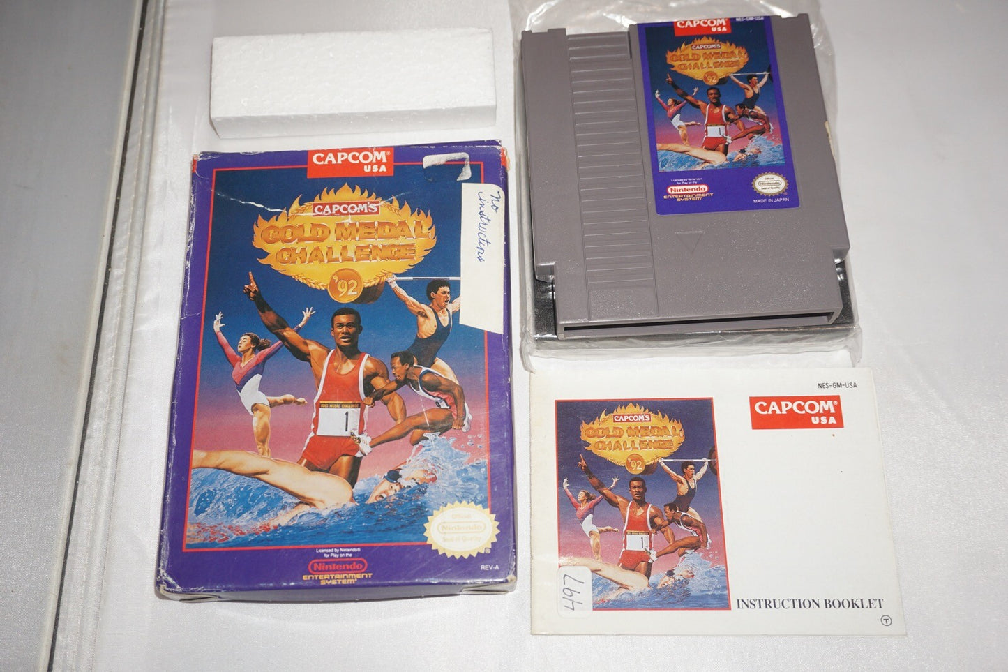 Gold Medal Challenge 92 Capcom's (Nintendo NES) Complete in Box CIB