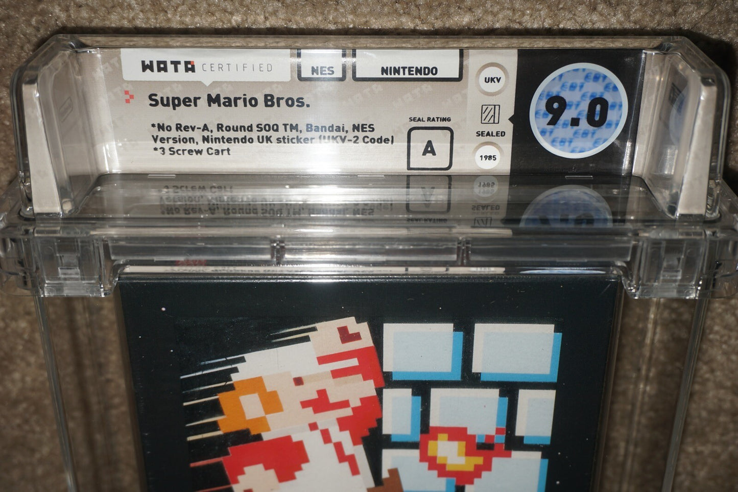 Super Mario Bros (Nintendo NES) WATA 9.0 A NEW Factory Sealed UK Sticker Round