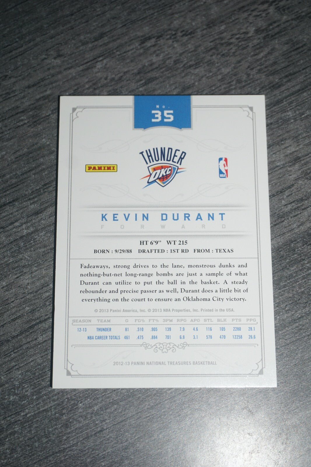 Kevin Durant 2012-2013 Panini National Playoff Treasures #35 37/99