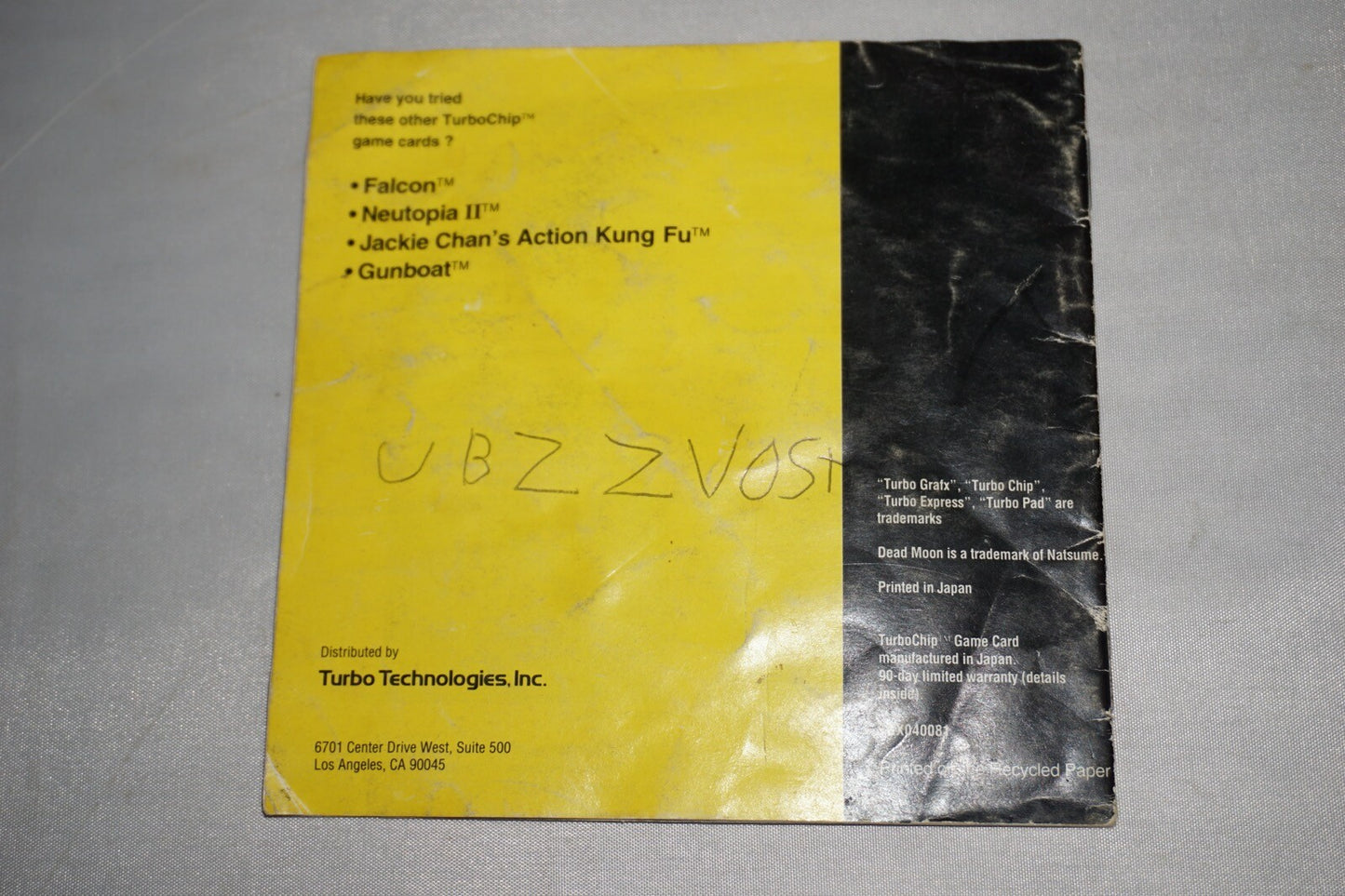 Dead Moon (Turbo Grafx 16 Turbografx tg16) Manual ONLY NO GAME