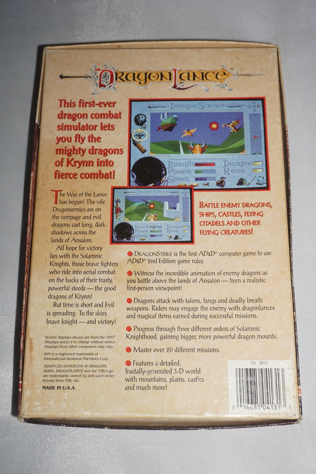 Advanced Dungeons & Dragons DragonStrike (PC IBM) Complete in Box CIB