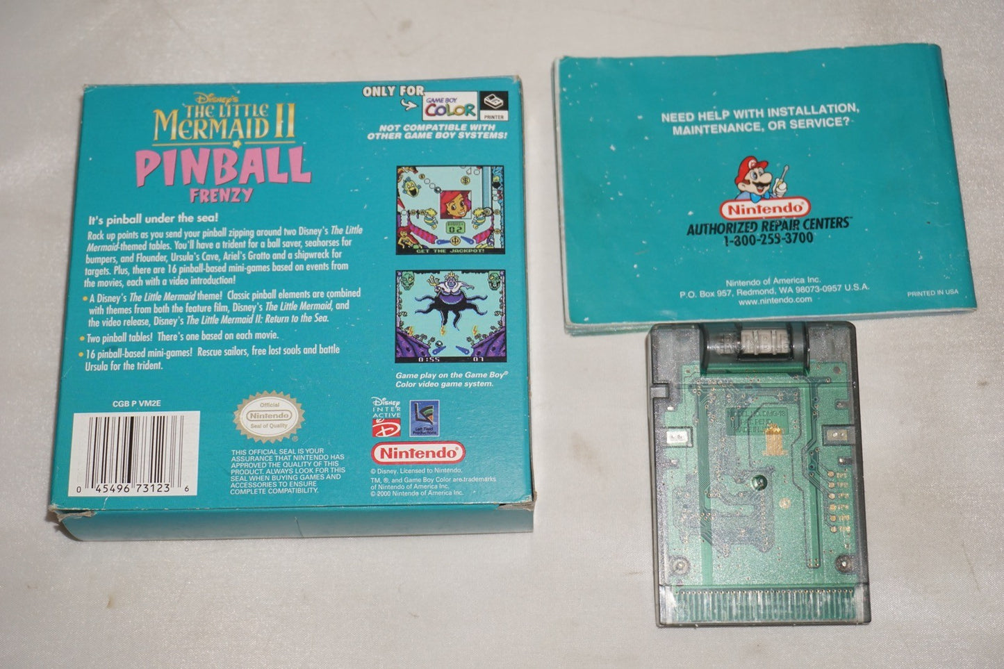 Little Mermaid Pinball (Nintendo Gameboy Color Game Boy GB) Complete CIB