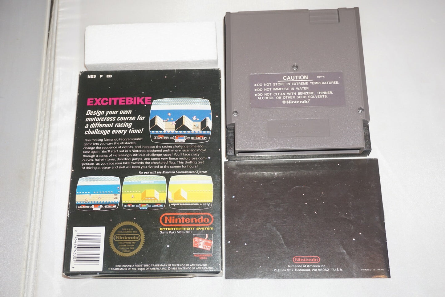 Excitebike HANGTAB Rev A (Nintendo NES) Complete in Box CIB #1