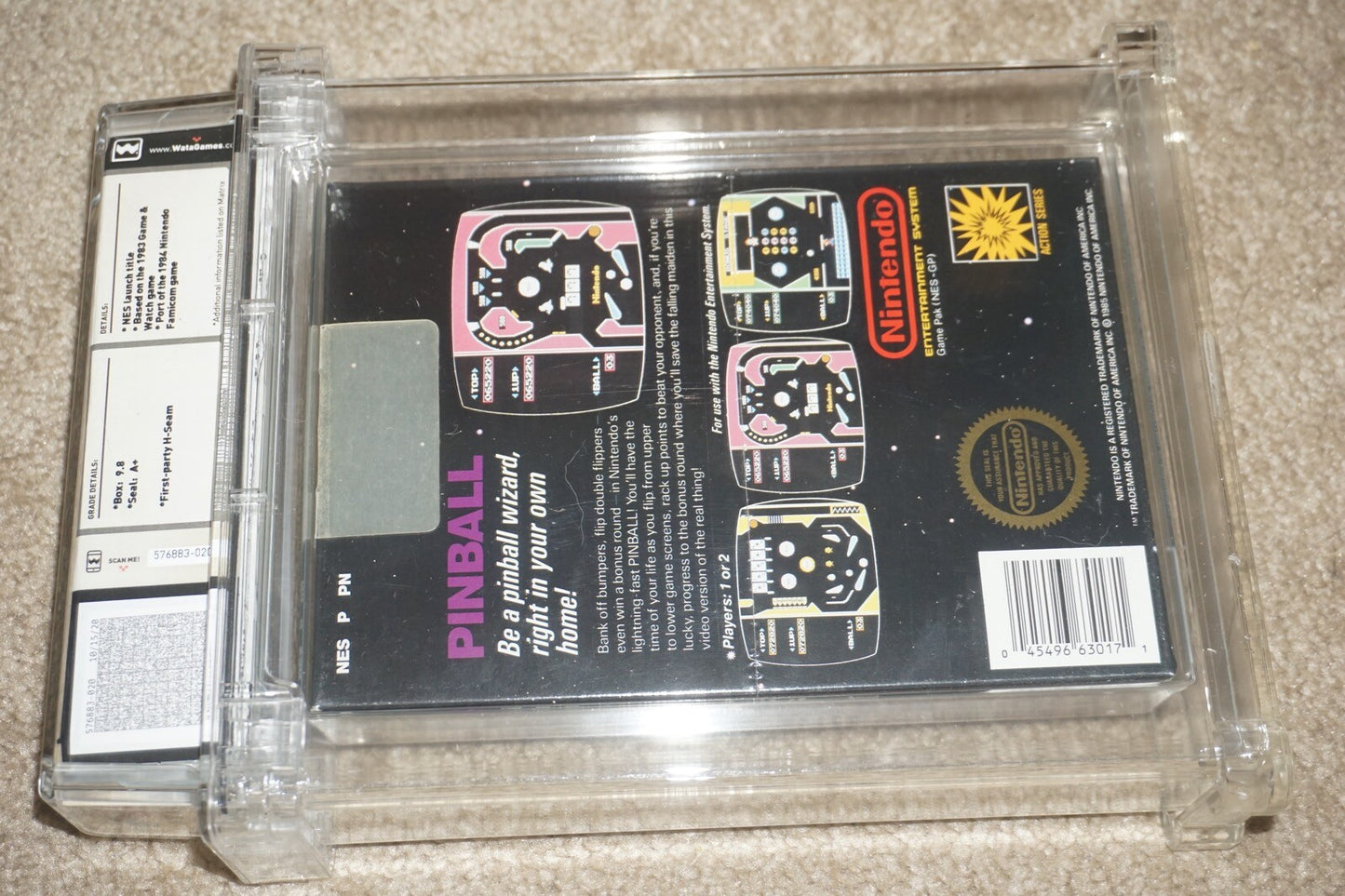 Pinball (Nintendo NES) WATA 9.8 A+ NEW Factory Sealed Round Seal