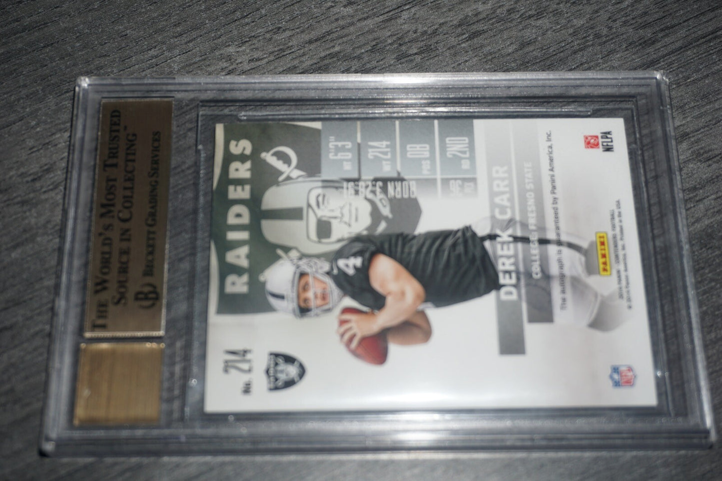 2014 Panini Contenders Derek Carr Playoff Ticket 214A BGS 9.5 10 Autograph