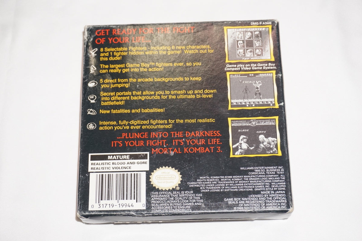 Mortal Kombat 3 III (Nintendo Game Boy Gameboy) Complete in Box w/ Reg CIB