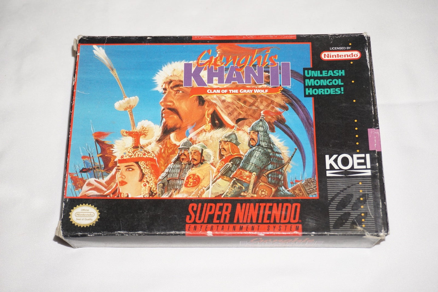 Genghis Khan II Clan Of The Gray Wolf (Super Nintendo SNES) Complete in Box CIB