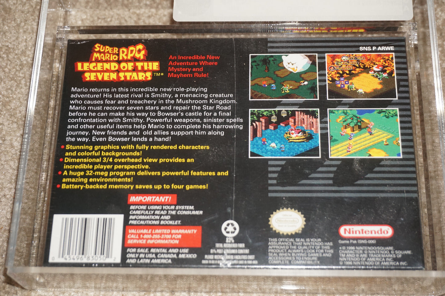 Super Mario Rpg (Super Nintendo SNES) VGA 85 NM+ NEW Factory Sealed