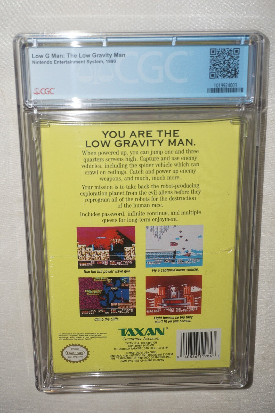 Low G Man (Nintendo NES) CGC 9.8 A+ NEW Sealed