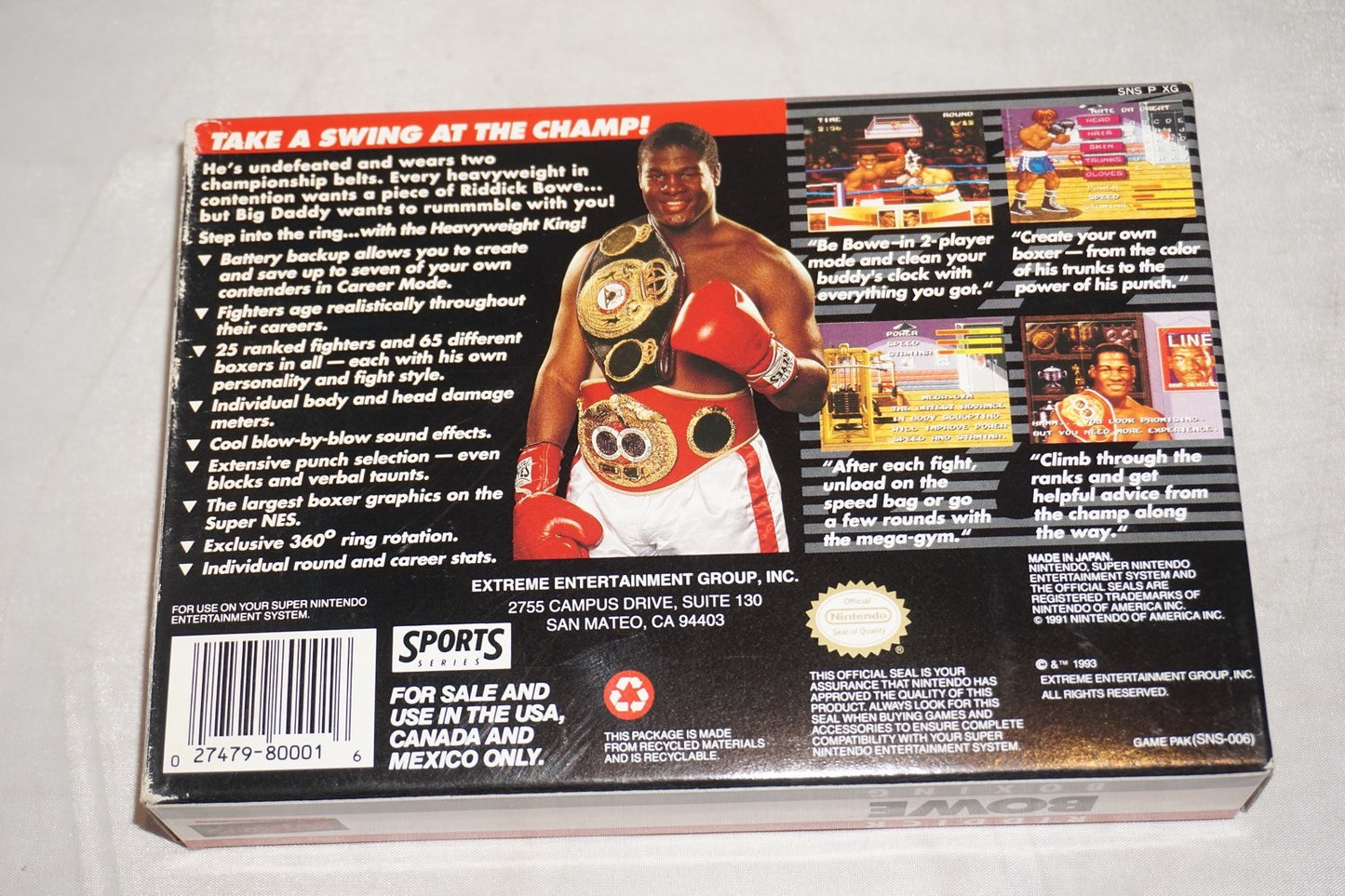 Riddick Bowe Boxing (Super Nintendo SNES) Complete in Box CIB