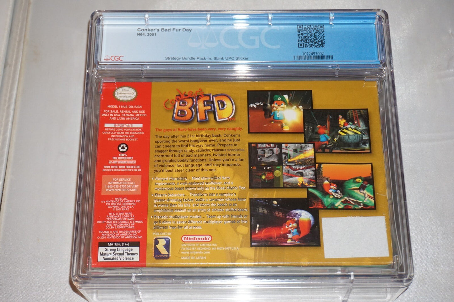 Conker's Bad Fur Day (Nintendo 64 N64) CGC 9.4 A++ NEW Sealed