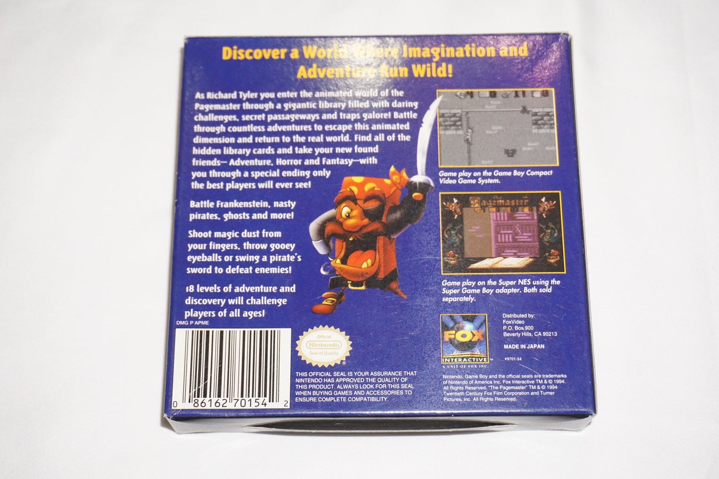 Pagemaster (Nintendo Game Boy Gameboy) Complete in Box w/ Reg CIB